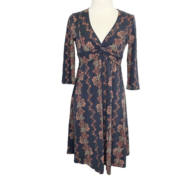 Patagonia Women's S Organic Cotton Winnow Dress Twist Front V-neck Floral Print - Picture 1 of 9